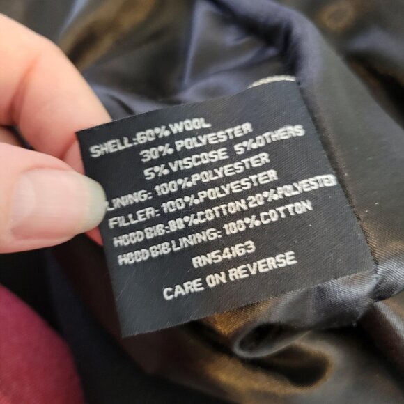 Black Rivet Men’s Hooded Wool Jacket Lined Button Zip Black M Great Condition - Picture 9 of 9